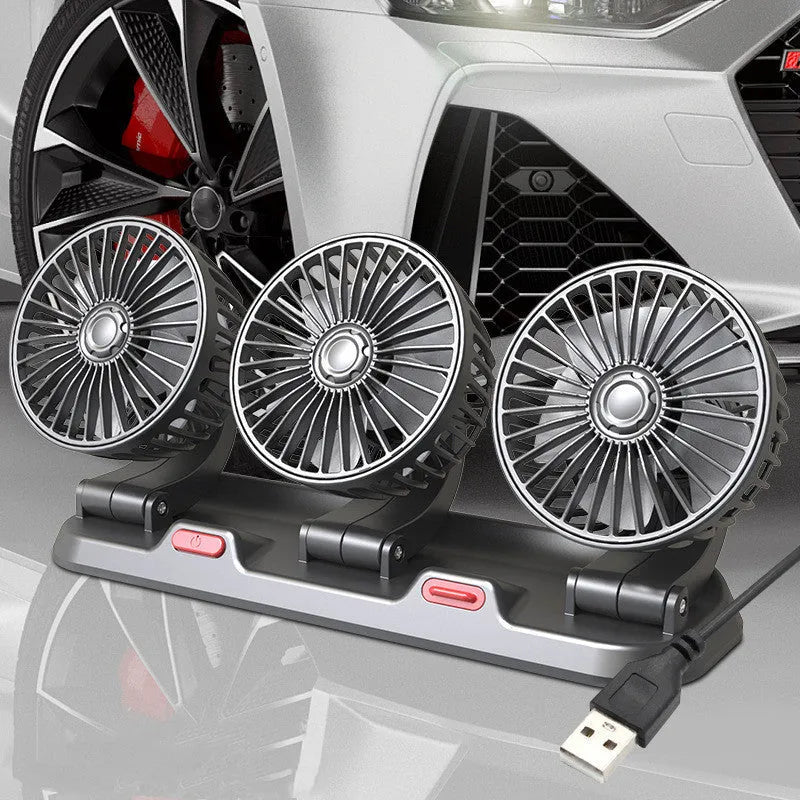 Three-head automotive electric fan with ABS housing and 1.3 metre power cable for vehicle cooling