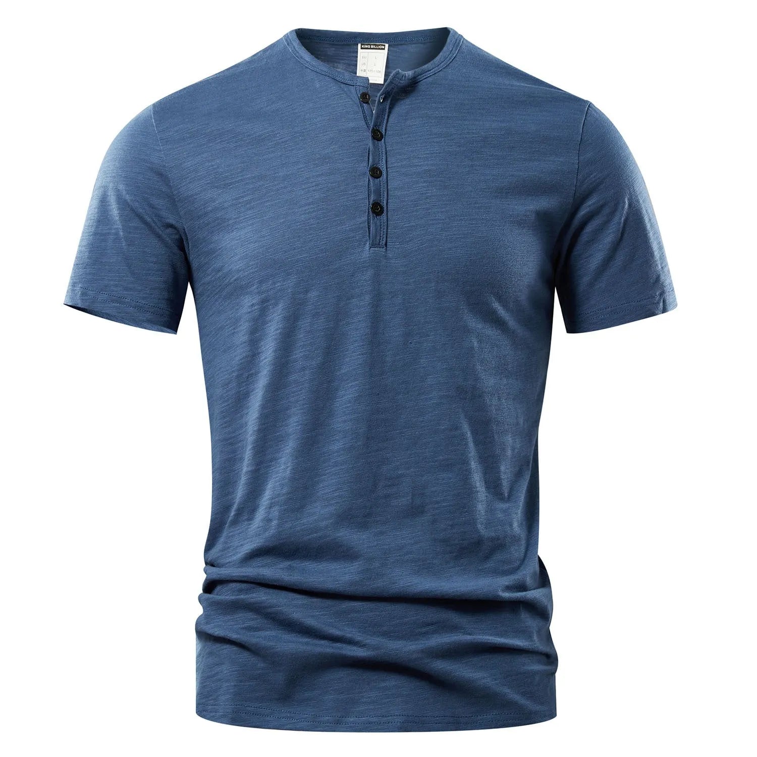 Men's solid colour slub cotton short sleeve T-shirt in British-style pullover design.