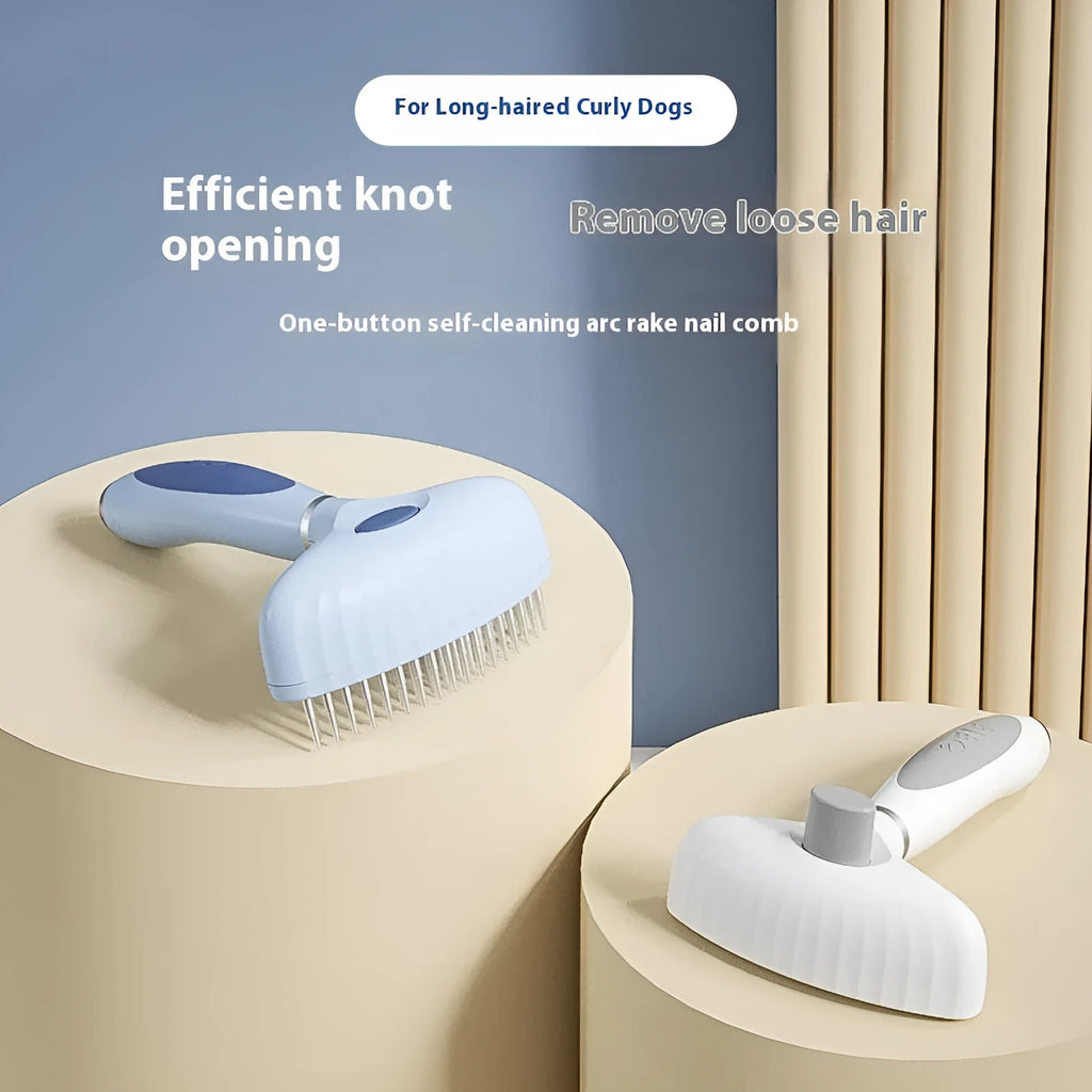 Stainless steel double row dog grooming comb in light blue and white colour options