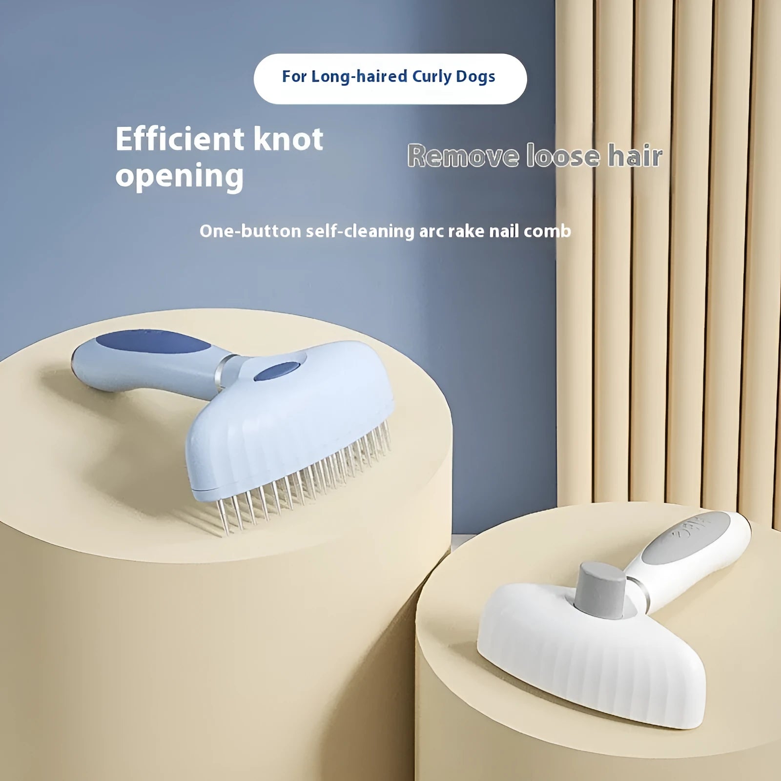 Stainless steel double row dog grooming comb in light blue and white colour options