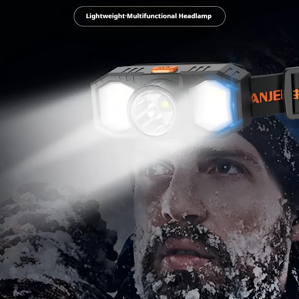 Mini USB rechargeable headlamp with strong 10W light and plastic construction