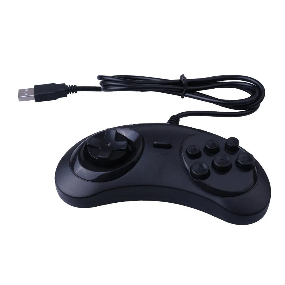 Black Sega USB PC gaming controller with 1.8-metre cable on a desk