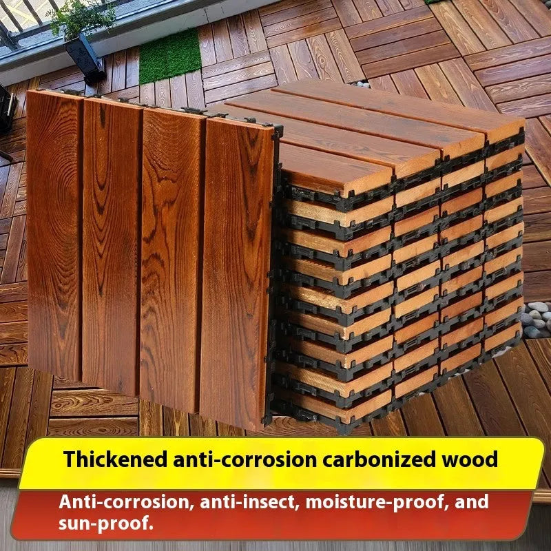 Camphor pine wood flooring tiles 30x30cm for balcony indoor outdoor use