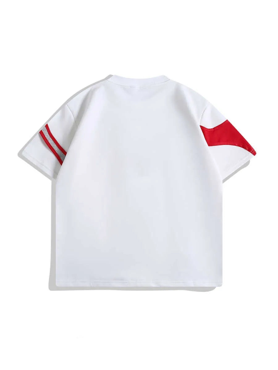 Men's loose fit black cotton T-shirt with short sleeves and round neck.