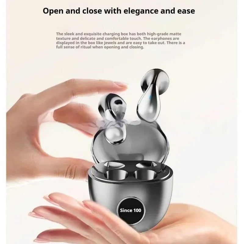 TWS wireless Bluetooth earphones with digital display in simple style, black gift box