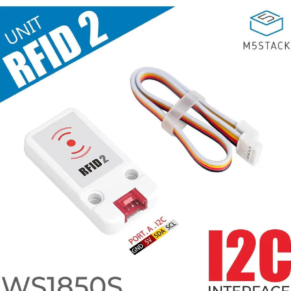 M5Stack RFID2 13.56MHz sensor module with white label and HY2.0-4P connection cable