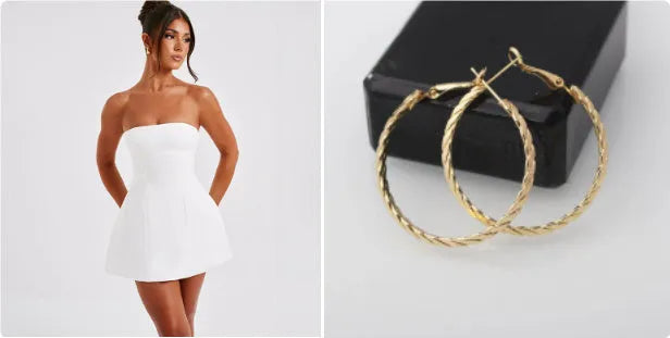 Women's backless tube dress with high waist and A-line skirt in solid colour