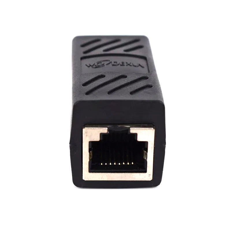 Black RJ45 network cable butt joint extender adapter