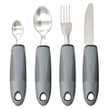 Stainless steel adaptive eating utensils with rubber anti-shake handles for elderly dining assistance