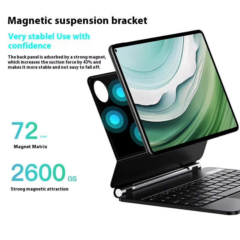 Huawei MatePad 11 magnetic wireless keyboard cover with PC keyboard and PU leather case in black