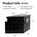 Black 26-inch aluminium alloy toolbox with T-casting construction and organiser compartments.