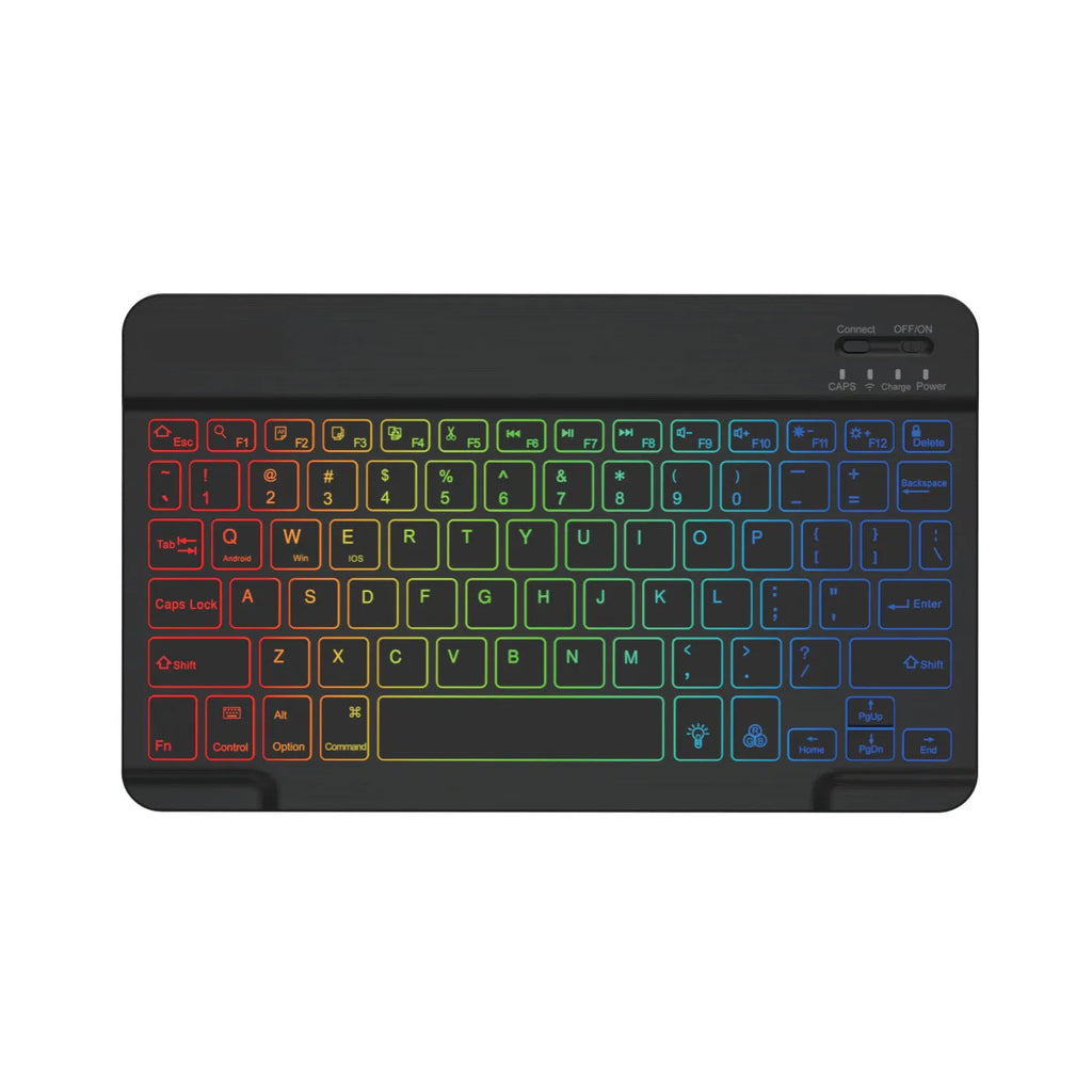 10-inch Bluetooth keyboard with colourful backlit lighting for tablets and mobile phones