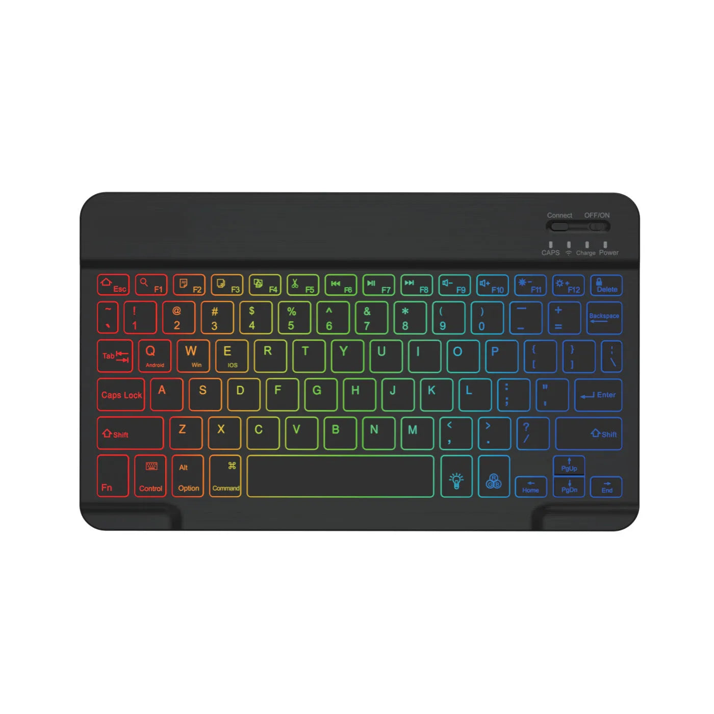 10-inch Bluetooth keyboard with colourful backlit lighting for tablets and mobile phones