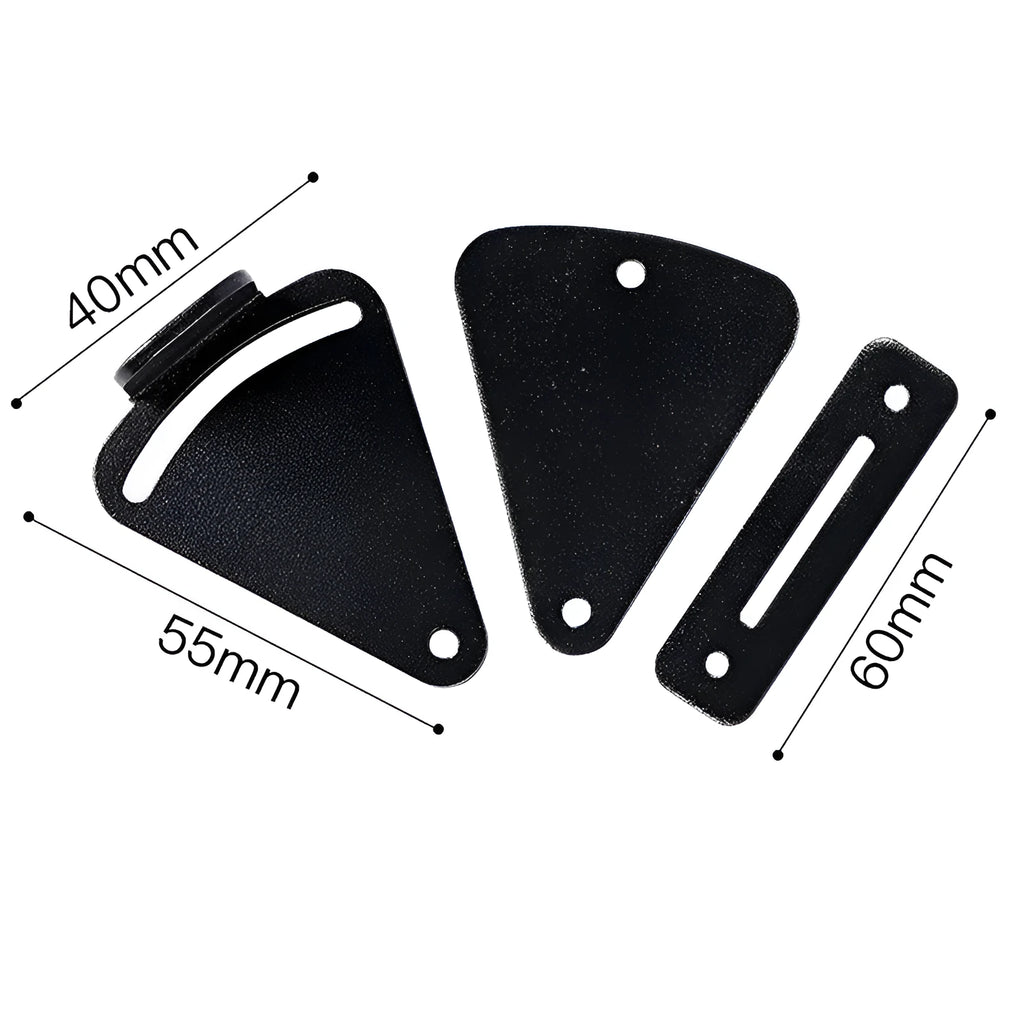 Black stainless steel sliding barn door lock showing two size options for different gap measurements