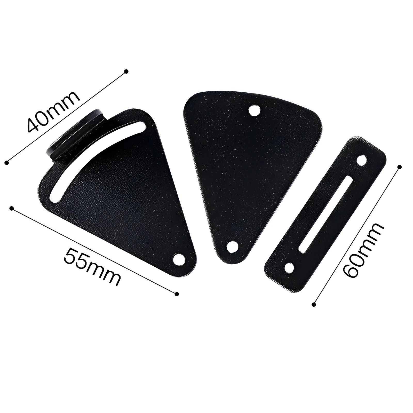 Black stainless steel sliding barn door lock showing two size options for different gap measurements