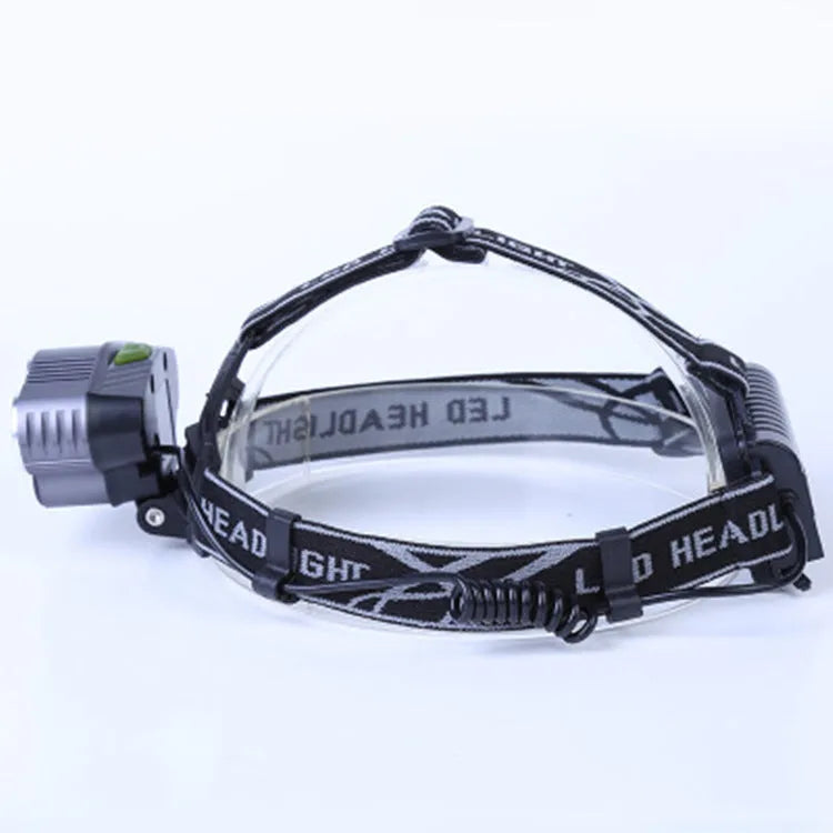 Outdoor camping head torch with waterproof casing and rechargeable battery for hands-free lighting