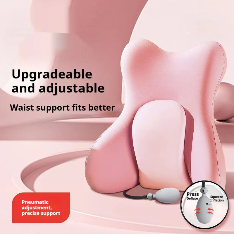 Ergonomic memory foam backrest waist pad pillow in a solid colour with removable cover.
