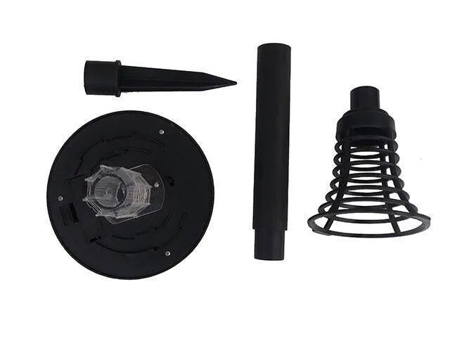 Black solar insect killing lamp with white and purple LED lights for garden mosquito control