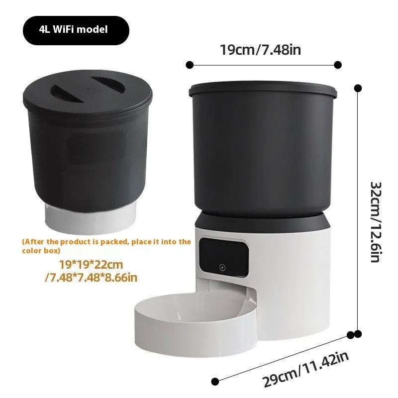 4L smart pet feeder with WIFI remote monitoring and timing function
