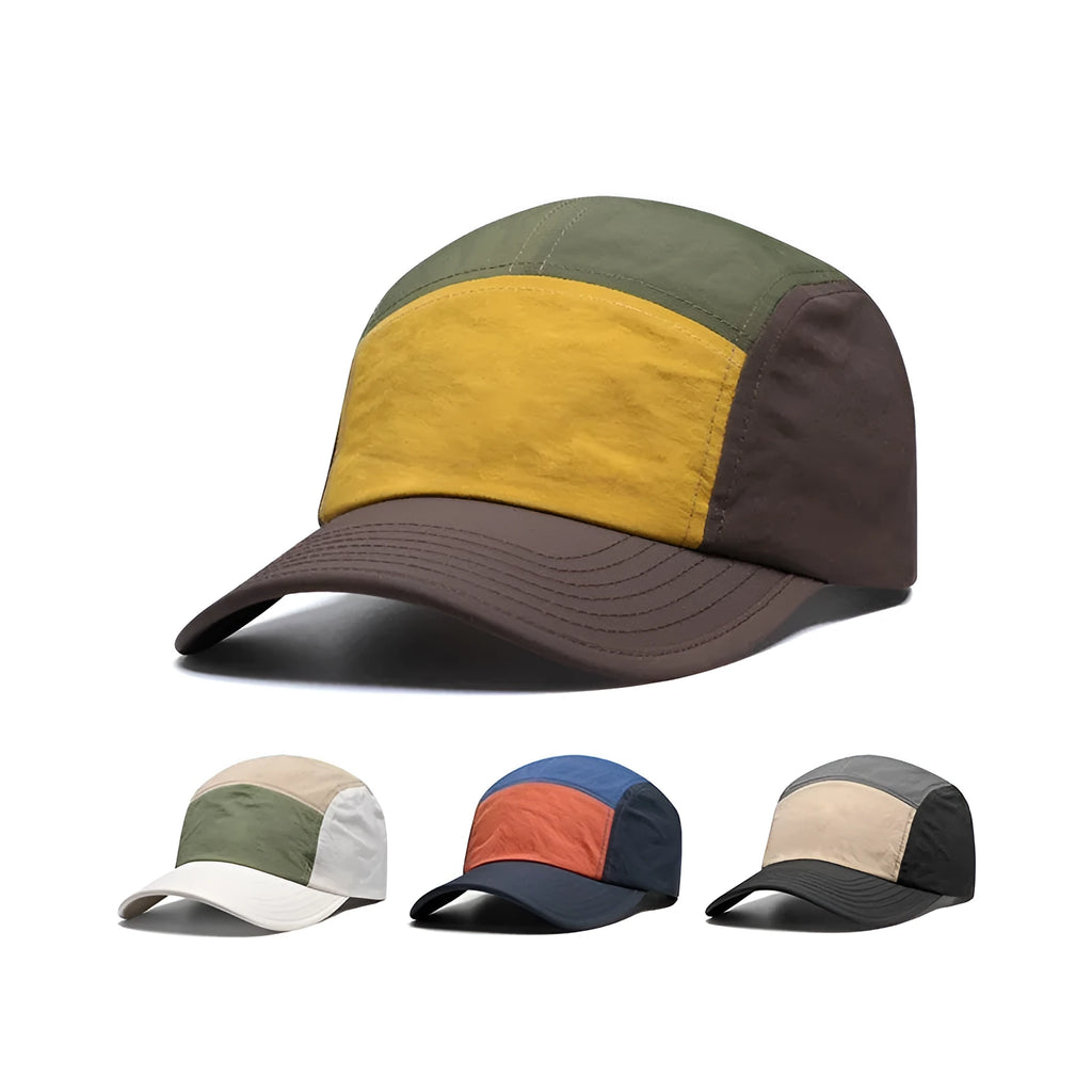 Men's quick-drying baseball cap with five colour-matched panels and curved brim