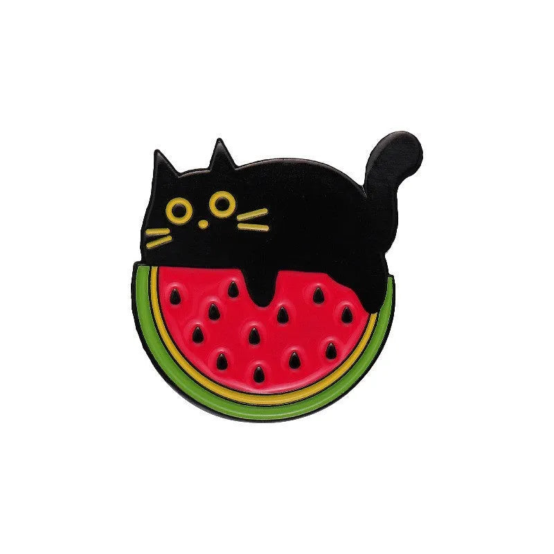 Colourful cartoon fruit and letter shaped zinc alloy brooch pin on fabric