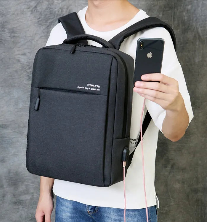 Oxford cloth rechargeable backpack for 14-15.6 inch laptops with waterproof shockproof protection