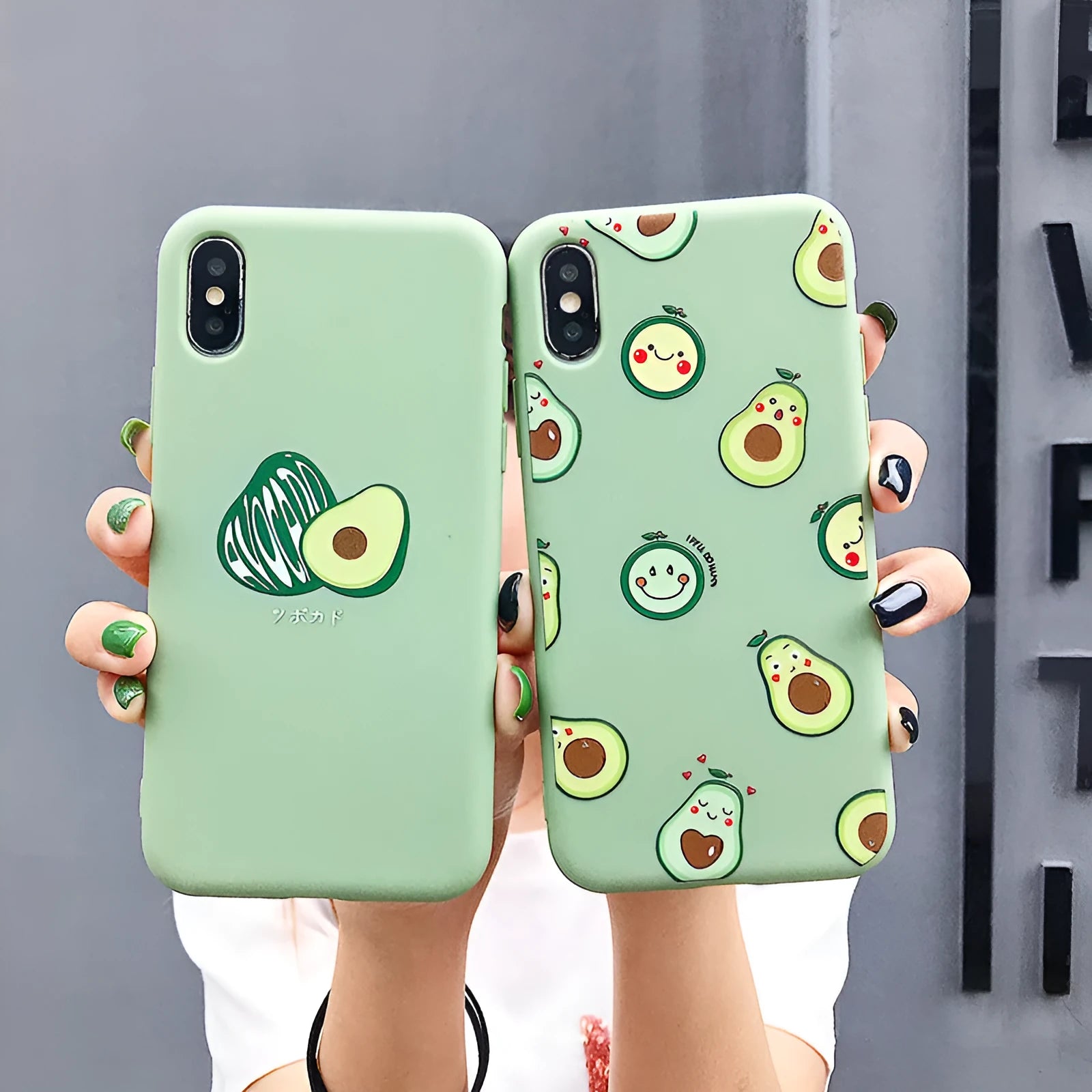 Cartoon avocado patterned flexible TPU back cover case for multiple smartphone models