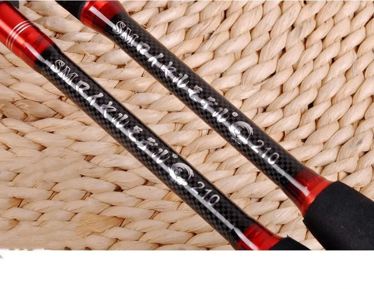 MH shrinking carbon fishing rod with straight shank handle collapsed to 60cm for portable storage