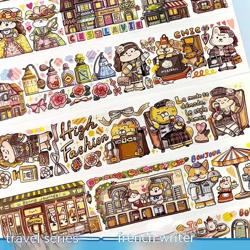 Cute cartoon character decorative sticker printed on Japanese paper for medical packaging.