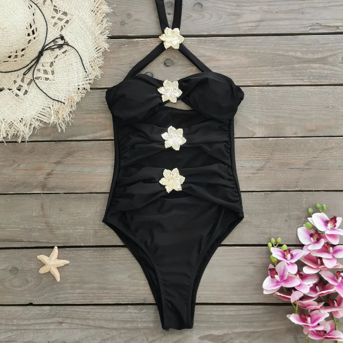 Female solid color one-piece swimsuit with high waist tube top and matching short skirt in black, white, pink or red