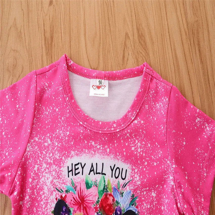 Girls summer cotton shirt and shorts pullover set in colour 211070