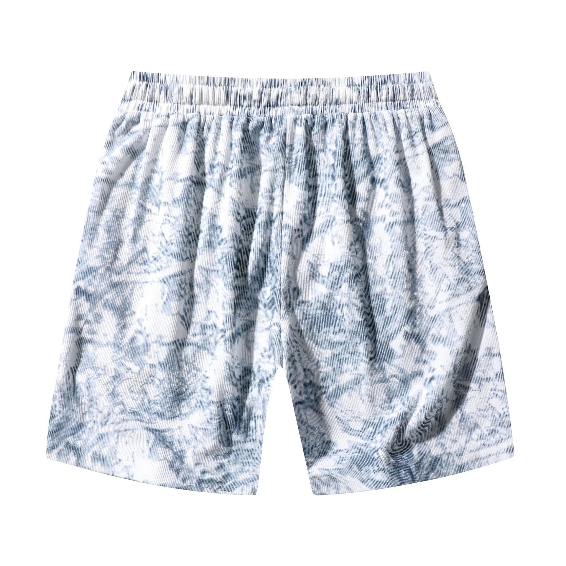 Men's camouflage corduroy athletic shorts with straight leg design and high waist