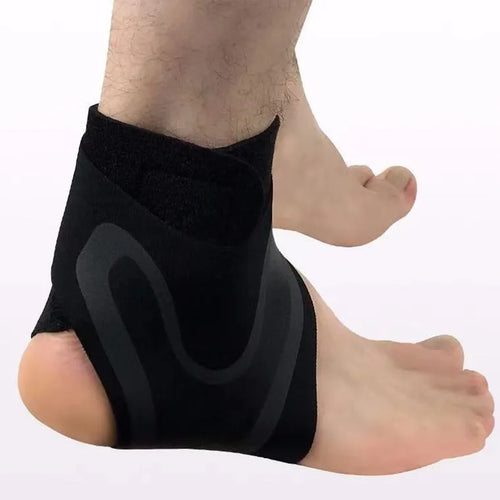Ankle support protective cover for the right or left foot, shown in size M, L, or XL for sports use.