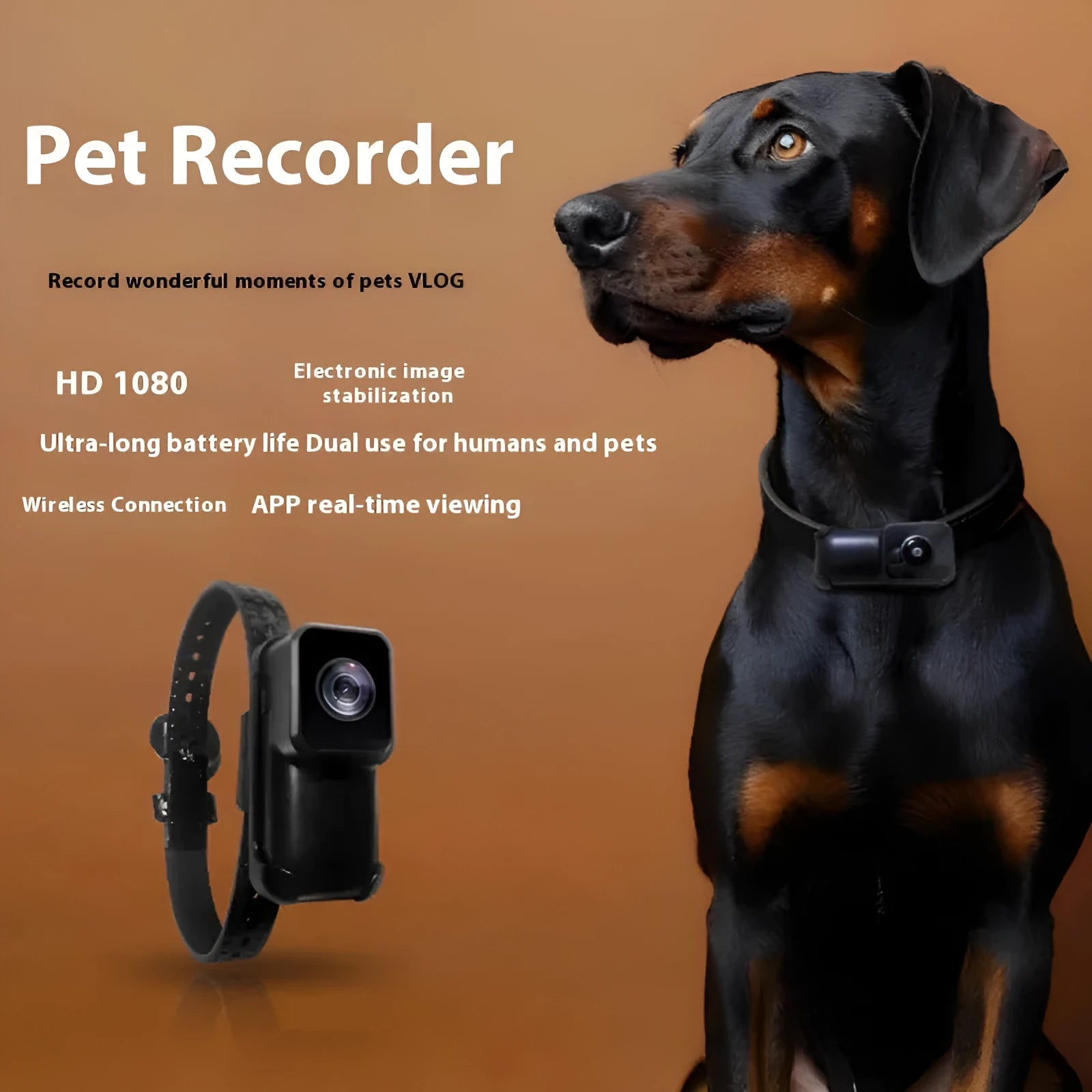 Black wifi camera neckband wireless recorder with TYPE-C port and compact design