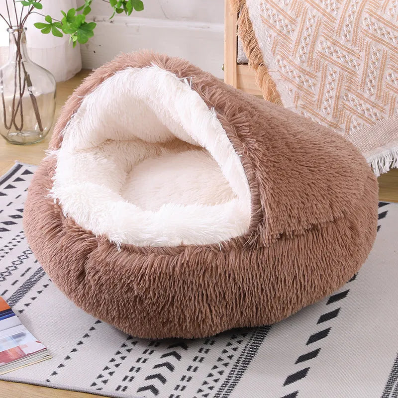 Waterproof dog kennel with semi-surrounded design in champagne colour showing sheltered interior space