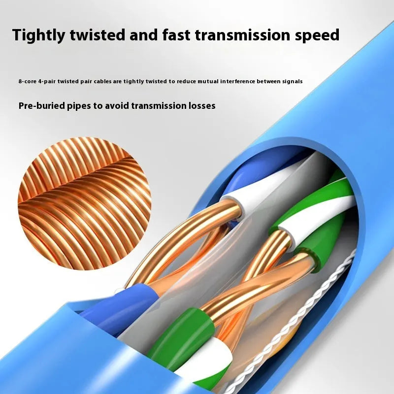 CAT6 oxygen-free copper network cable in blue or grey colour, 305 metres long for gigabit and 10GB Ethernet connections