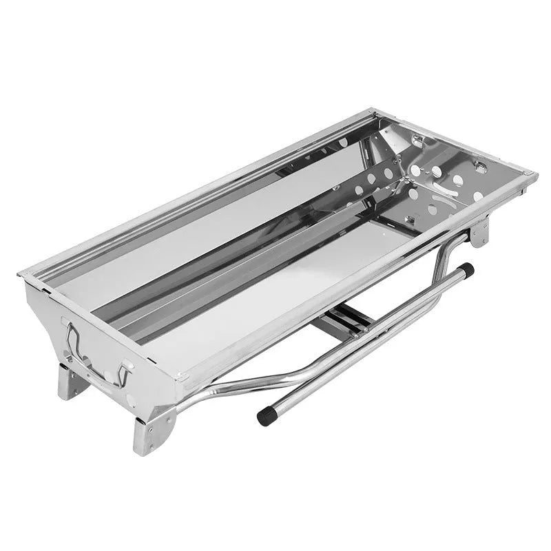 Large stainless steel portable barbecue oven with turnover design and charcoal cooking grills