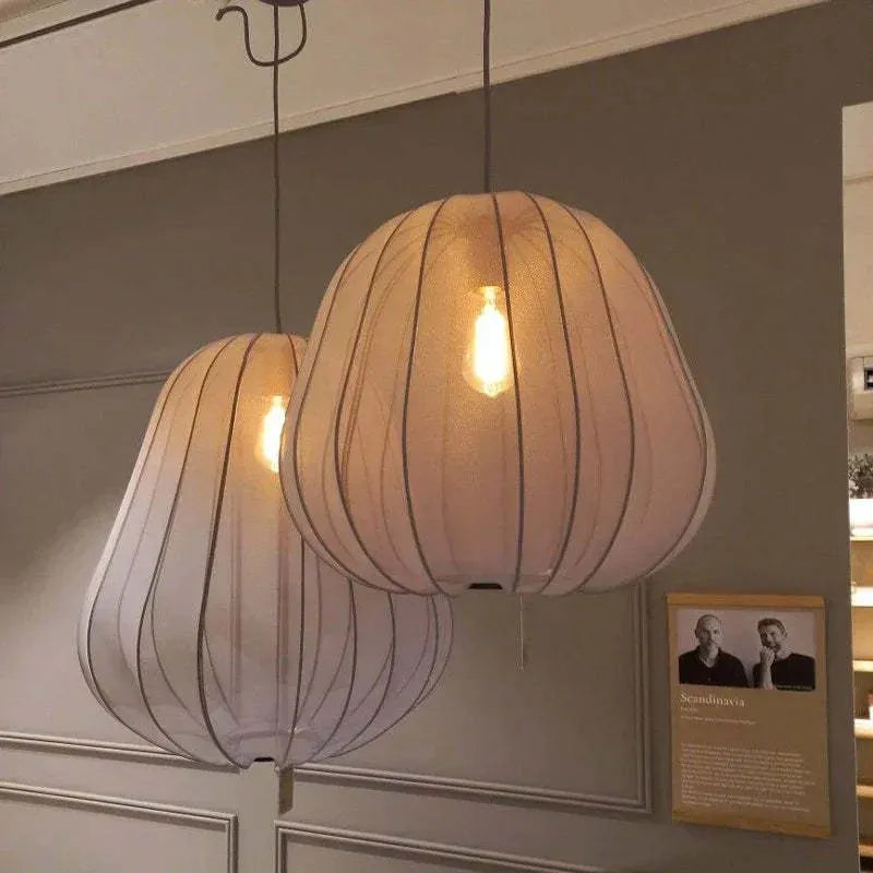 Japanese style net pumpkin ceiling lamp with branch design in iron construction
