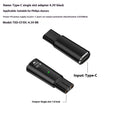 USB-C charging adapter for electric shavers with aluminium alloy housing in black or grey