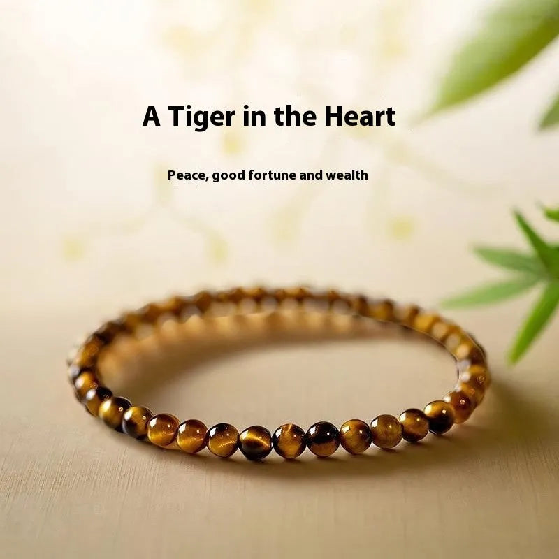New Chinese style geometric bracelet made from brown and gold tigereye stone beads.