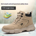 Men's lightweight labour protection shoes with leather upper and safety toe in brown colour