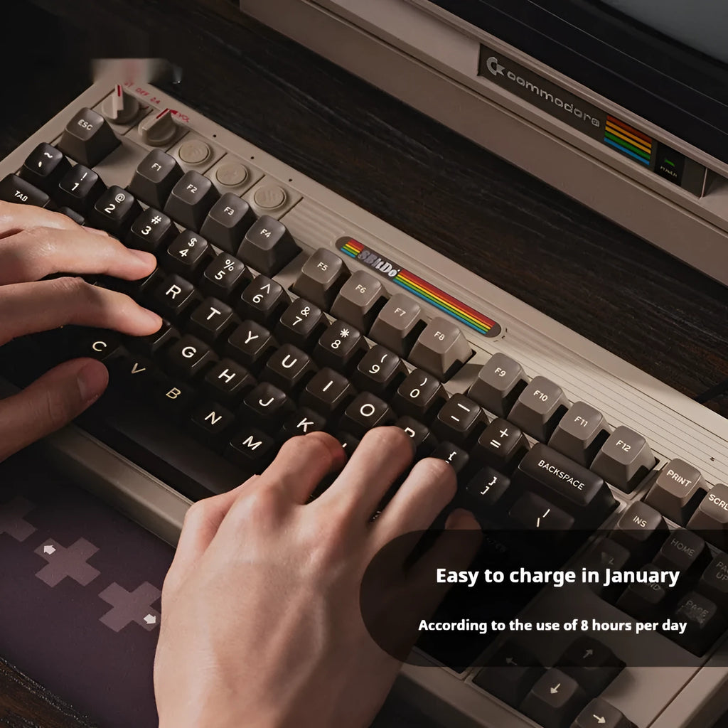 Retro87 C64 wireless Bluetooth mechanical gaming keyboard with retro design