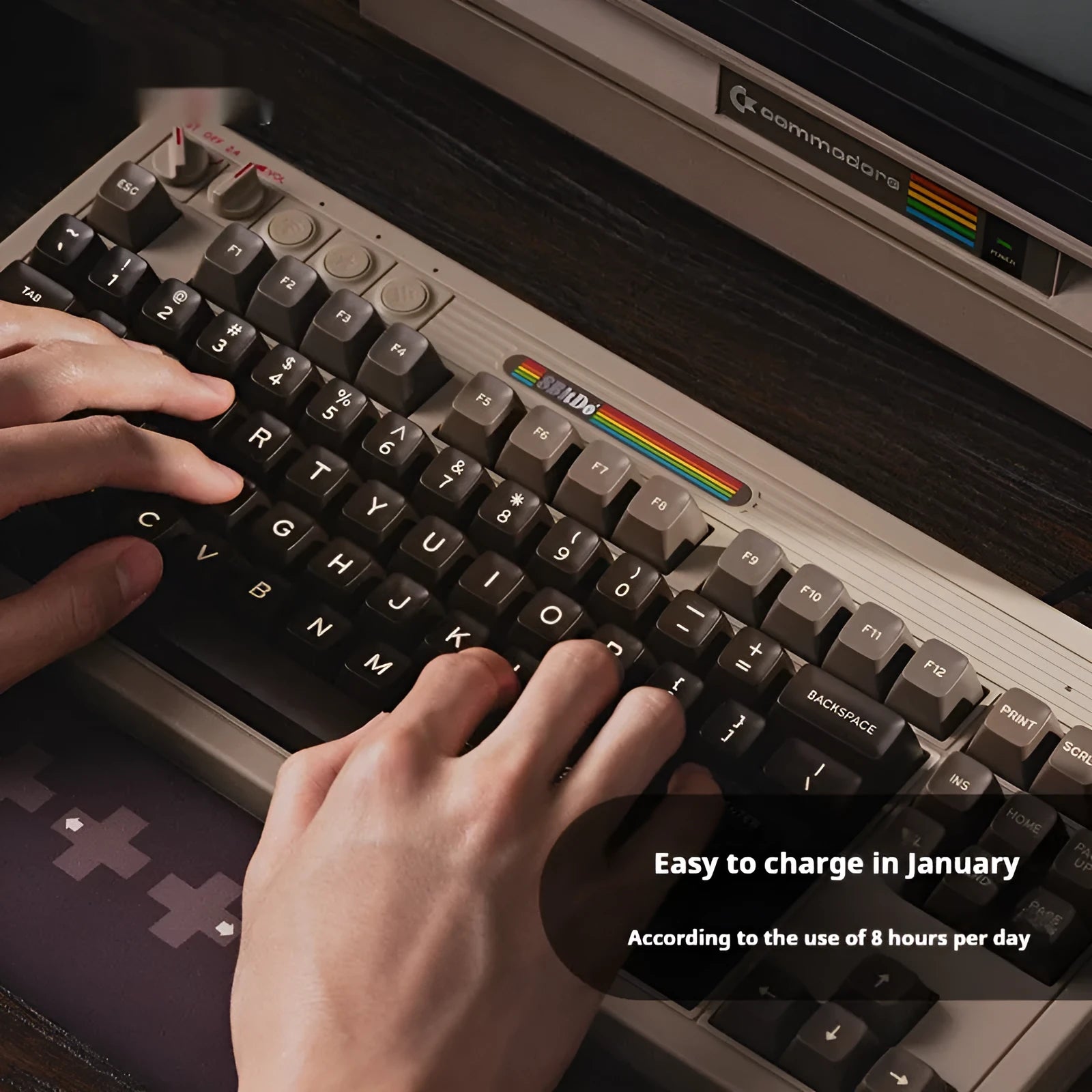 Retro87 C64 wireless Bluetooth mechanical gaming keyboard with retro design