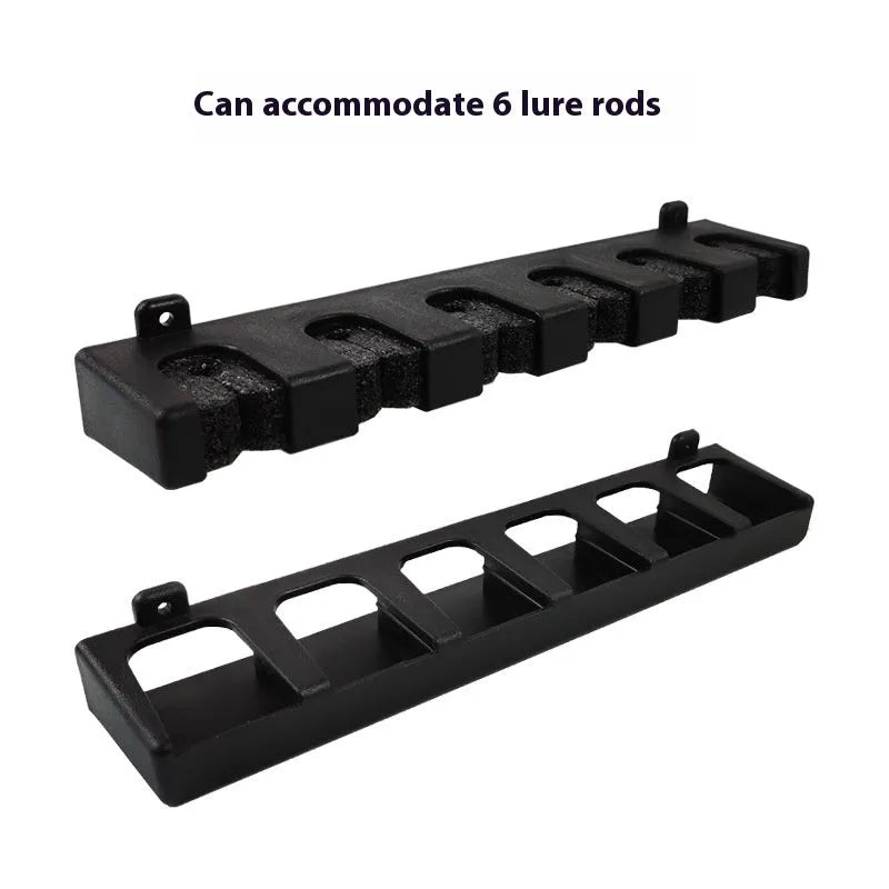 Black ABS plastic wall mounted fishing rod holder with self tapping screws