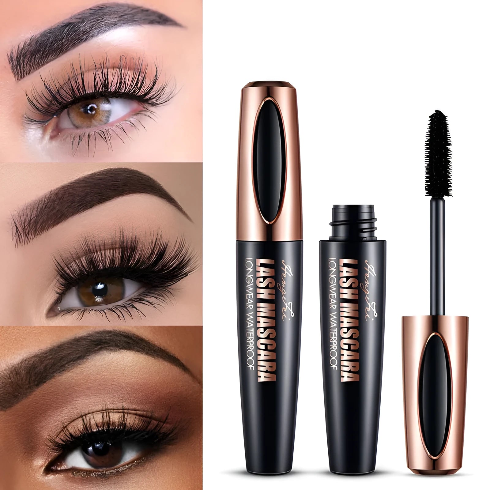 Black waterproof mascara with sweat-proof and smudge-resistant properties for thick curling lashes