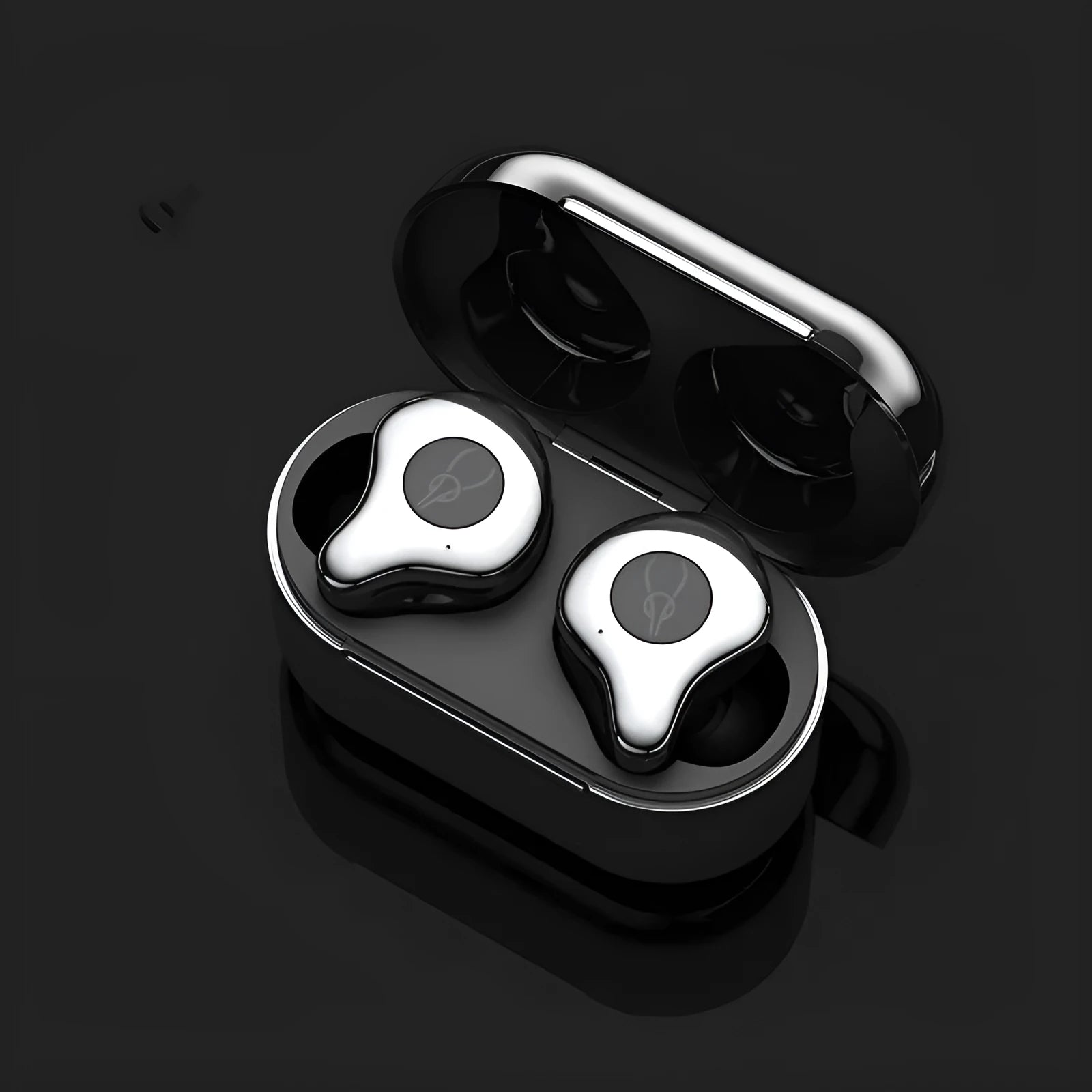 Wireless TWS Bluetooth earbuds in six colours with charging case showing TYPE-C port