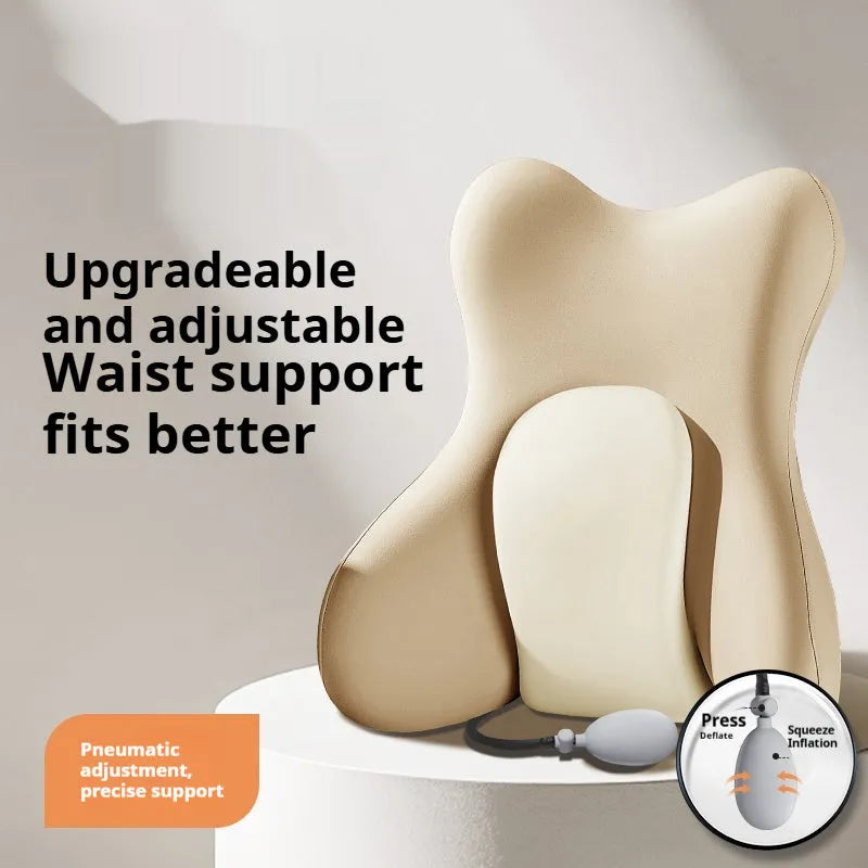 Ergonomic memory foam backrest waist pad pillow in a solid colour with removable cover.