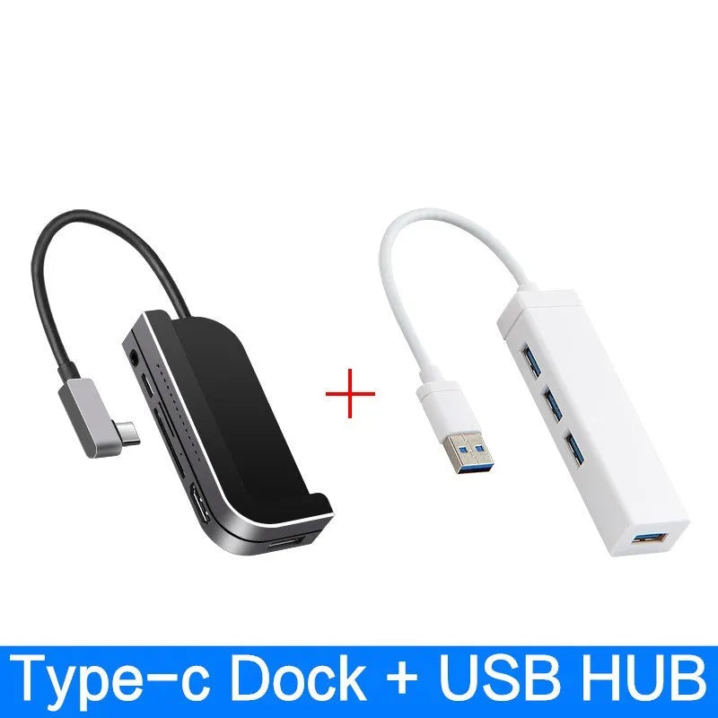 Silver aluminium grey USB-C 6-in-1 docking station for iPad Pro tablets