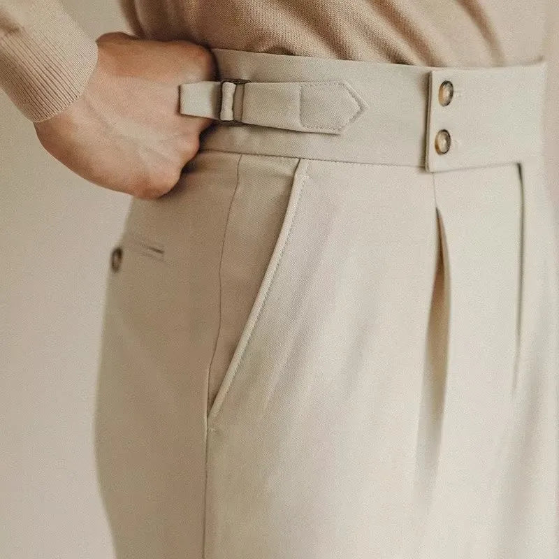 Slim fit business trousers in straight leg cut available in black, white and apricot
