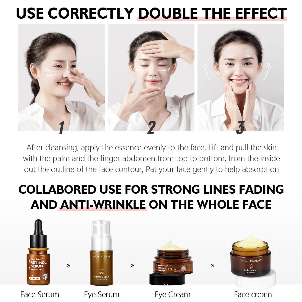30ml retinol facial serum bottle for reducing fine lines and moisturising skin